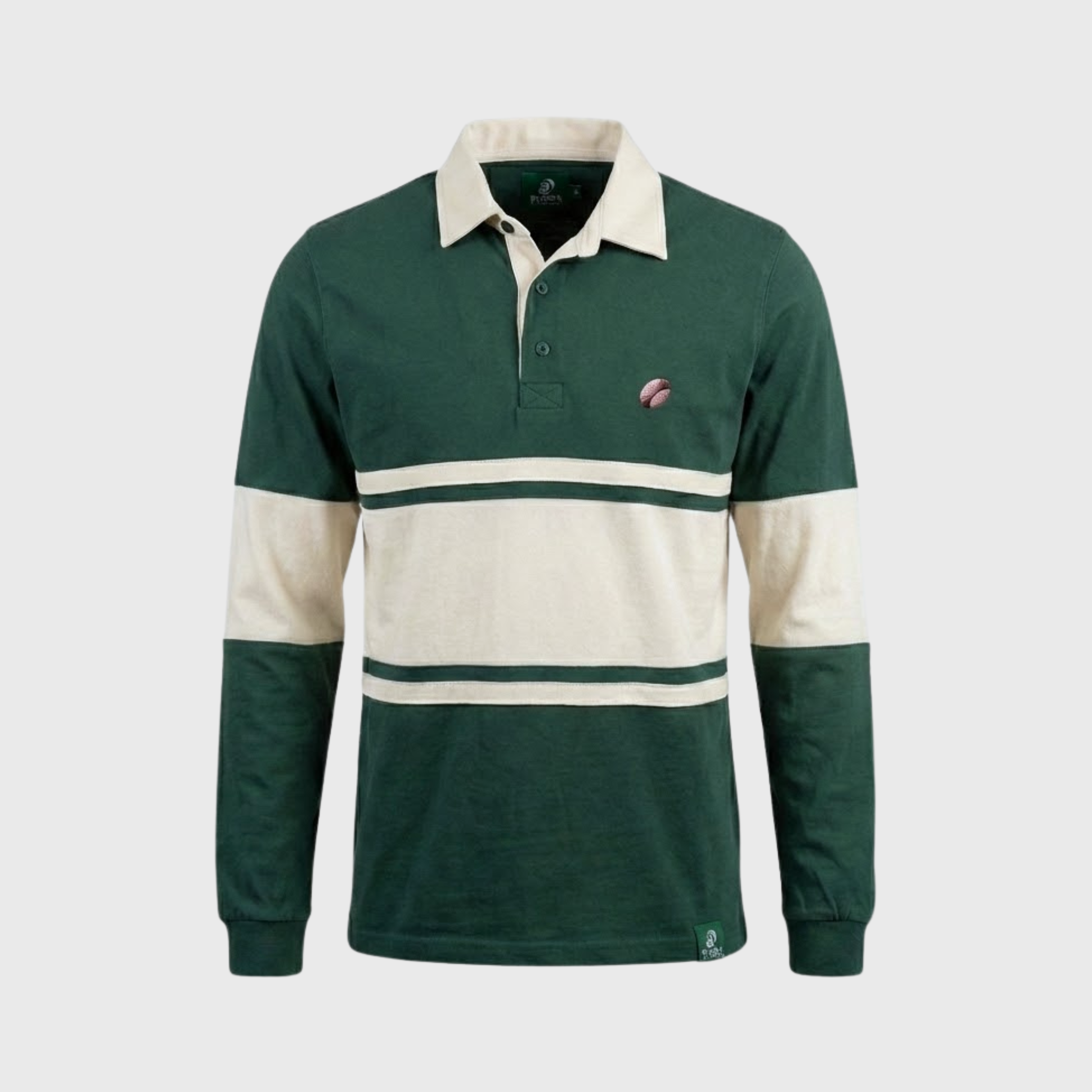 Polo Manches Longues EPCR Rugby in Motion Beige et Vert Mixte