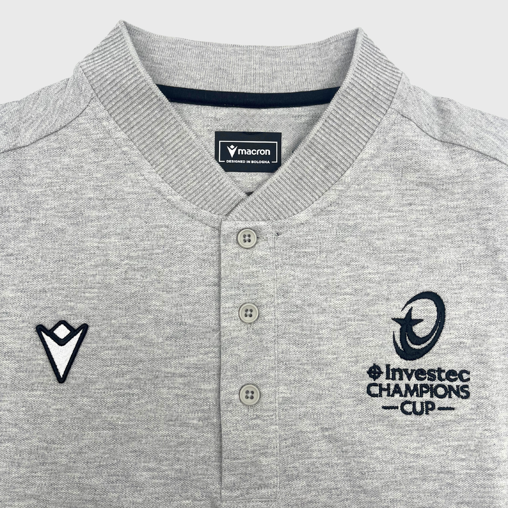 Macron x Investec Champions Cup Unisex Grey Polo Shirt 