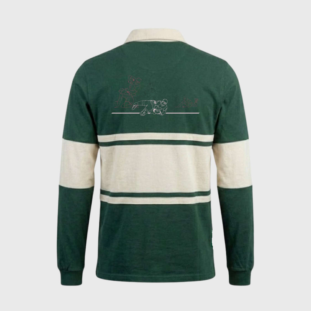 EPCR Rugby in Motion Long Sleeve Polo Shirt, Beige and Green, Unisex
