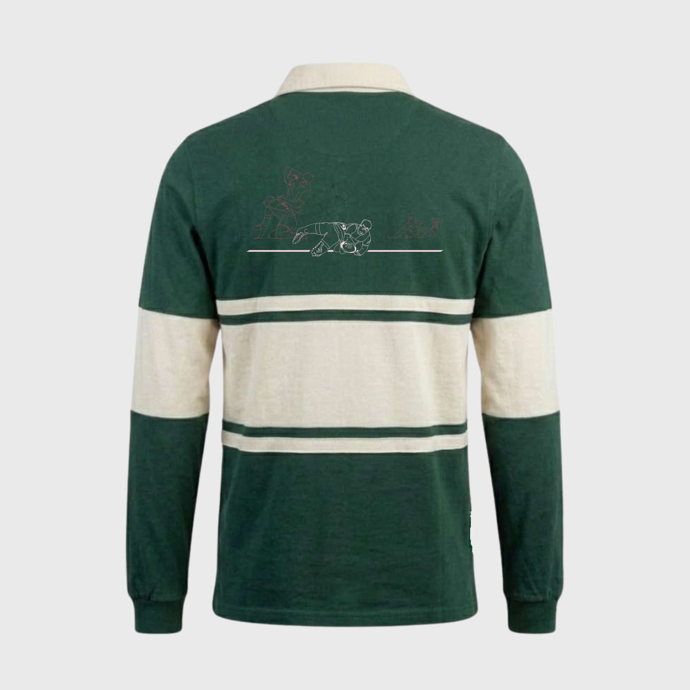 Polo Manches Longues EPCR Rugby in Motion Beige et Vert Mixte