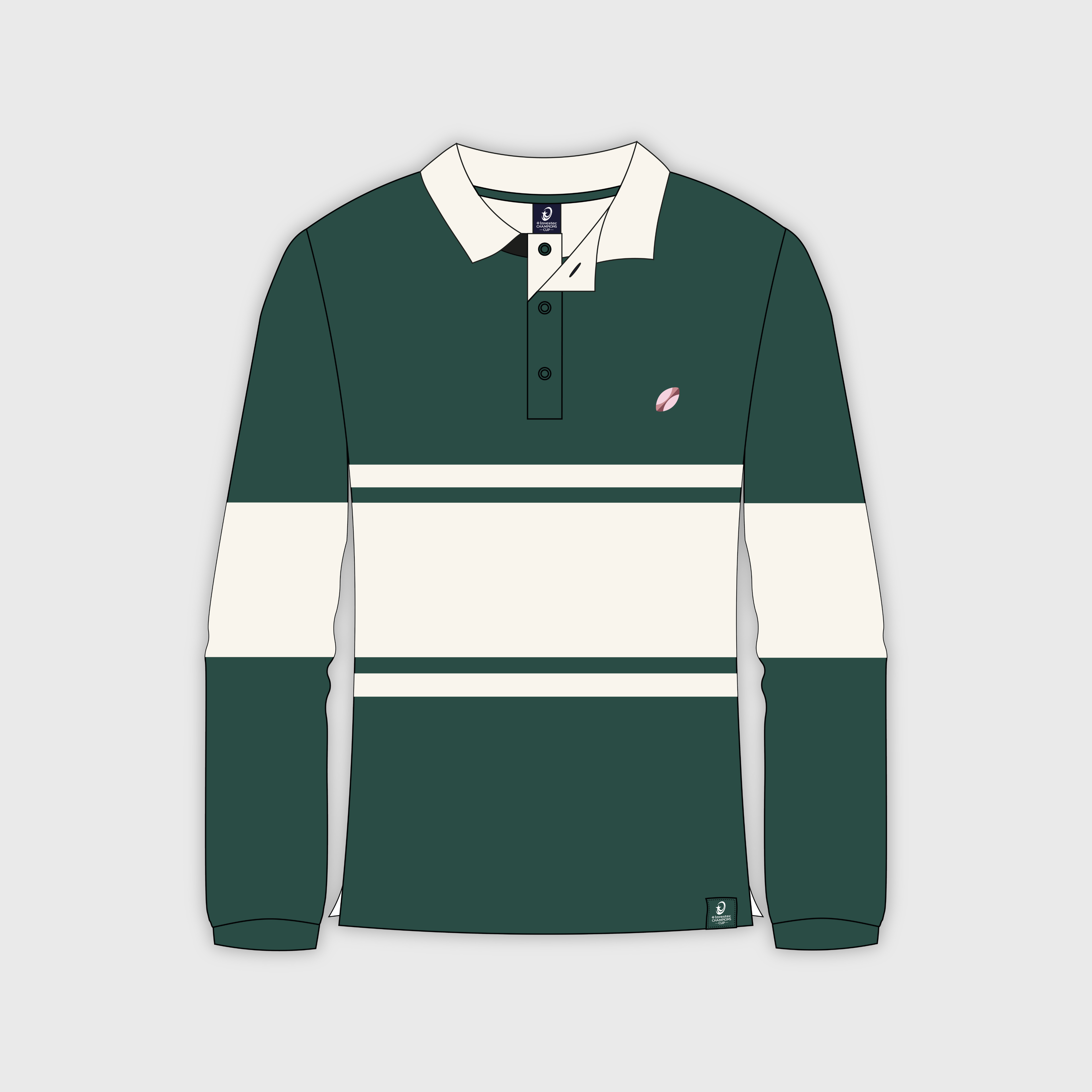 Polo Manches Longues EPCR Rugby in Motion Beige et Vert Mixte