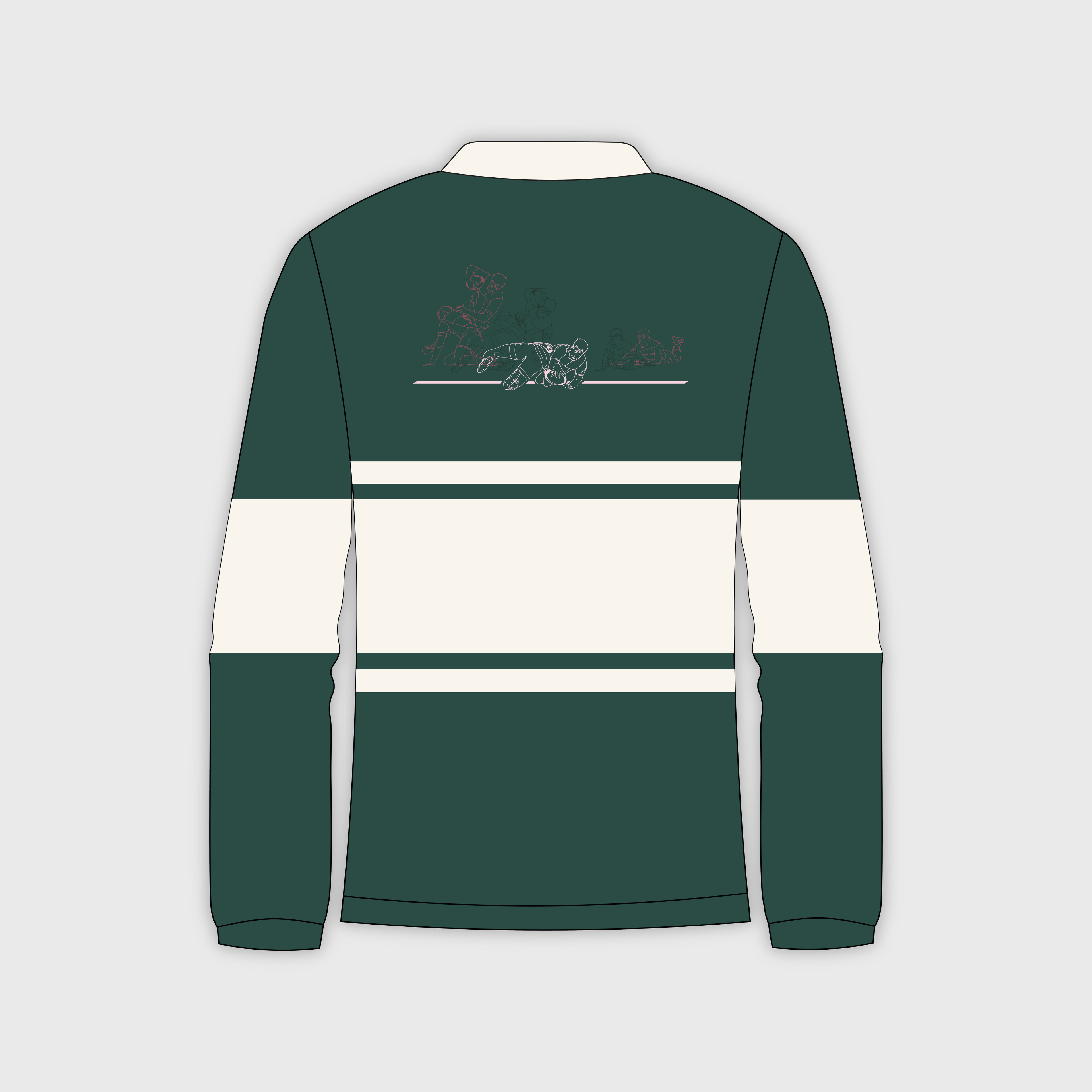 Polo Manches Longues EPCR Rugby in Motion Beige et Vert Mixte