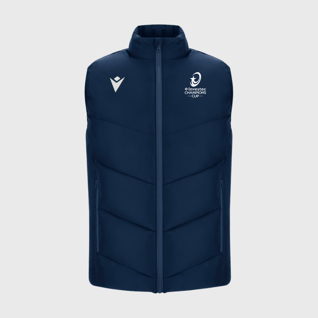 Macron x Investec Champions Cup Sleeveless Puffer Jacket, Navy Unisex
